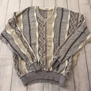 St. Croix Knits Coogi Style Textured V-Neck Sweater XL USA Cotton Blend Mens USA
